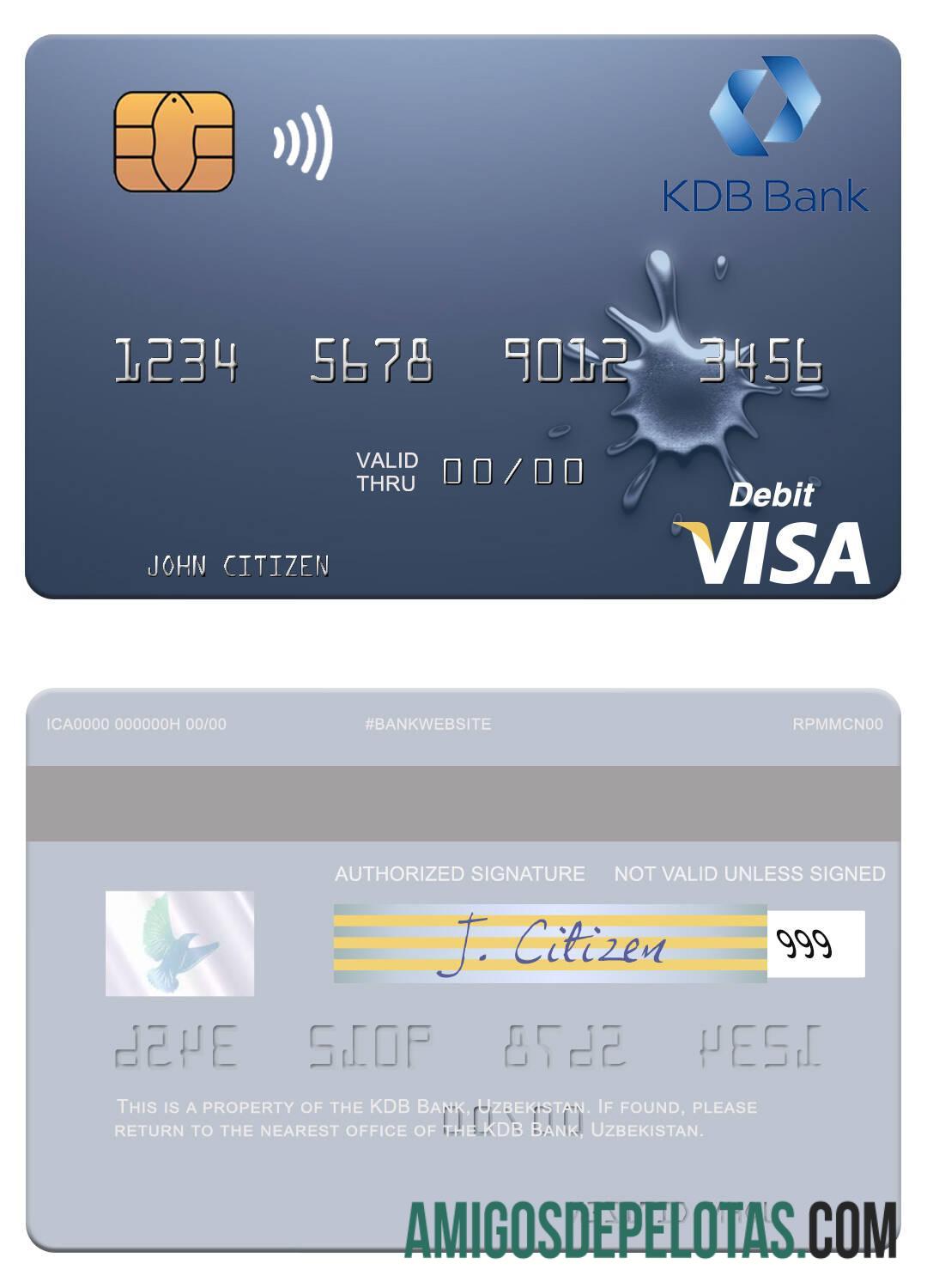 Cartão de débito Visa do Uzbequistão KDB Bank modelo